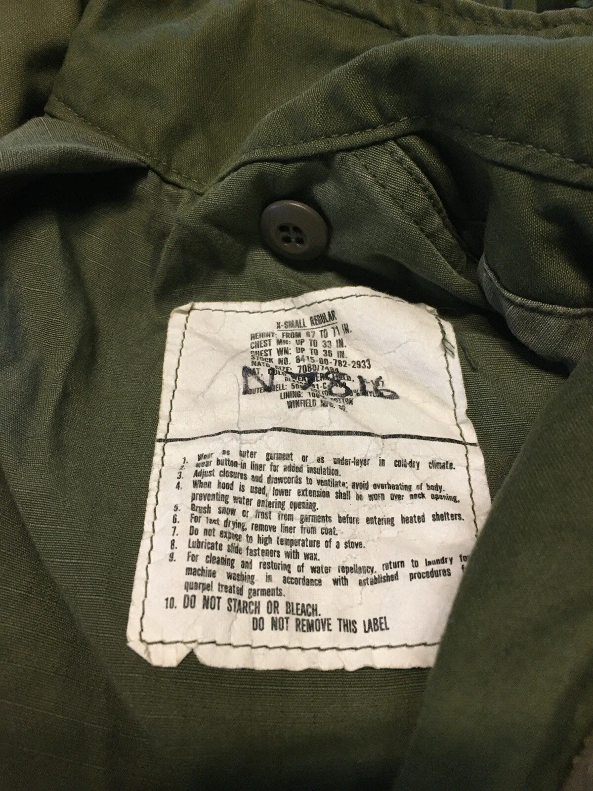  vtg cold weather og-107 field jacket