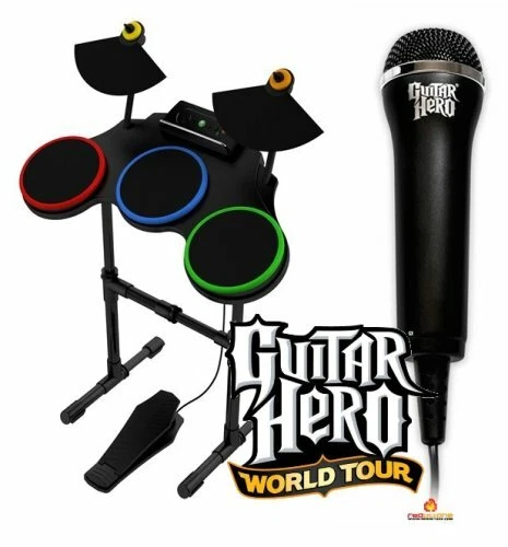 XBox 360 GUITAR HERO WORLD TOUR Guitar Kit Bundle Set w/game disc microsoft