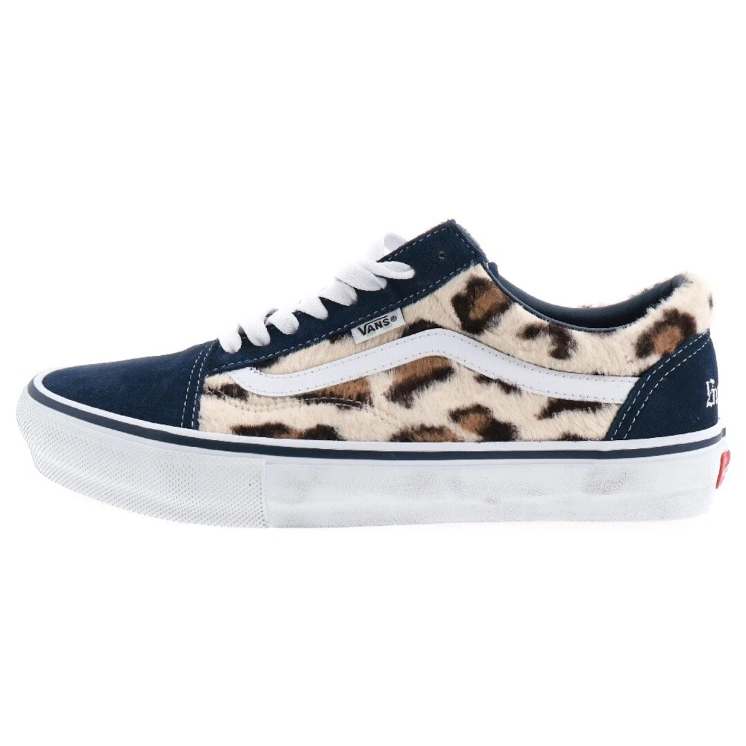 Baskets basses SUPREME x Vans motif léopard US 9,5 27,5 cm bleu marine ivoire occasion d6