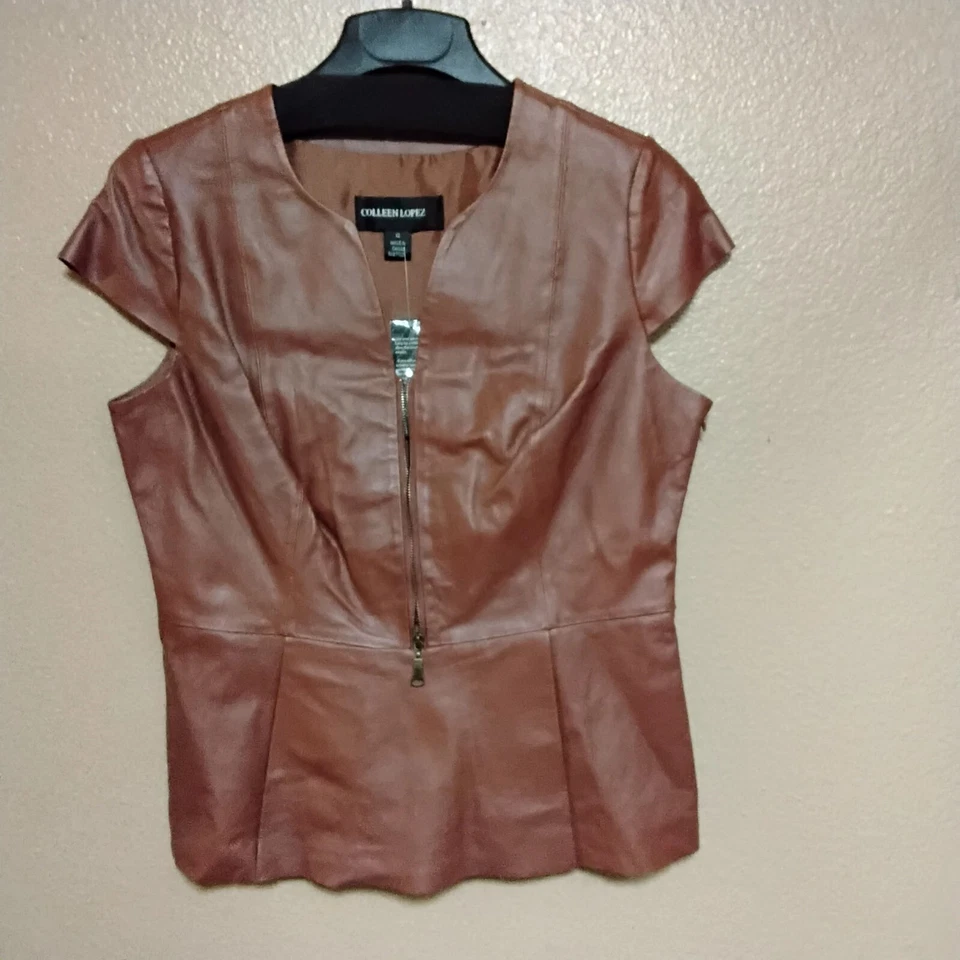 (2) COLEEN LOPEZ URBAN TWIST CUERO GENUINO Cintura Peplum Marrón, Negro Talla 12 Foto 2 de 4