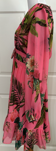 NWT Alex Marie size 6 pink green floral long sleeve fit & flare dress $168 - Picture 4 of 9