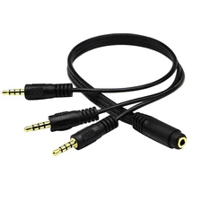 3.5mm 1/8" Stereo Audio TRRS Female to 3 Male 4 Pole Splitter 3.5 Cable Cord