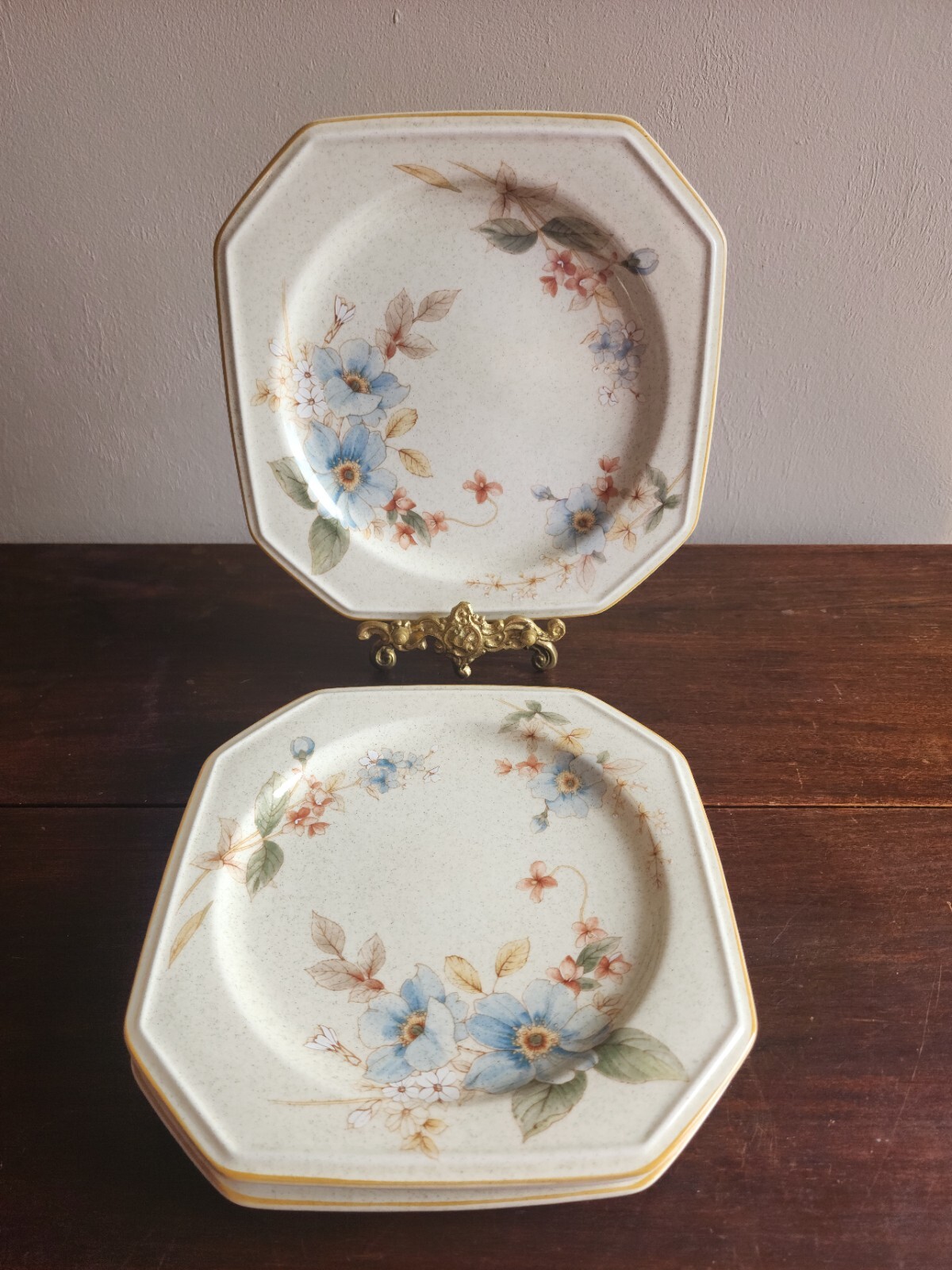 Set of 3 Miskasa Casual Moods Blue Clematis Stoneware 9