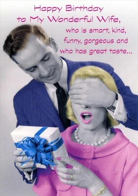 Funny HAPPY BIRTHDAY Card FOR WIFE, Kind Gorgeous Great Taste In Men by RSVP +✉