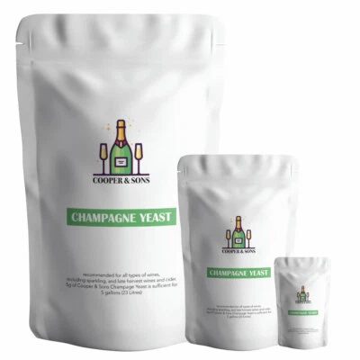 Champagne Yeast for All SPARKLING Wine & Cider Super Yeast by Cooper & Sons