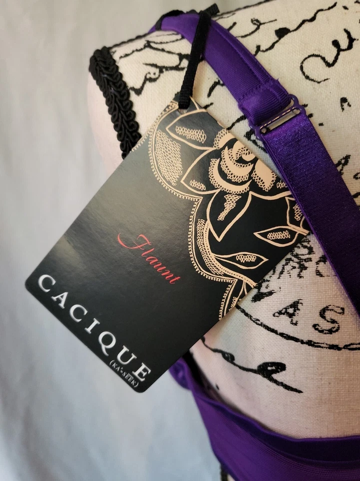 Lane Bryant Cacique Flaunt Purple pleat w/blk Lace 38D - Image 3 of 4