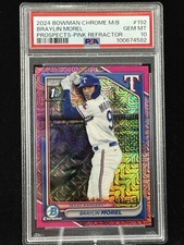 2024 Bowman Chrome Braylin Morel Pink Mojo Refractor /199 Bowman 1st PSA 10