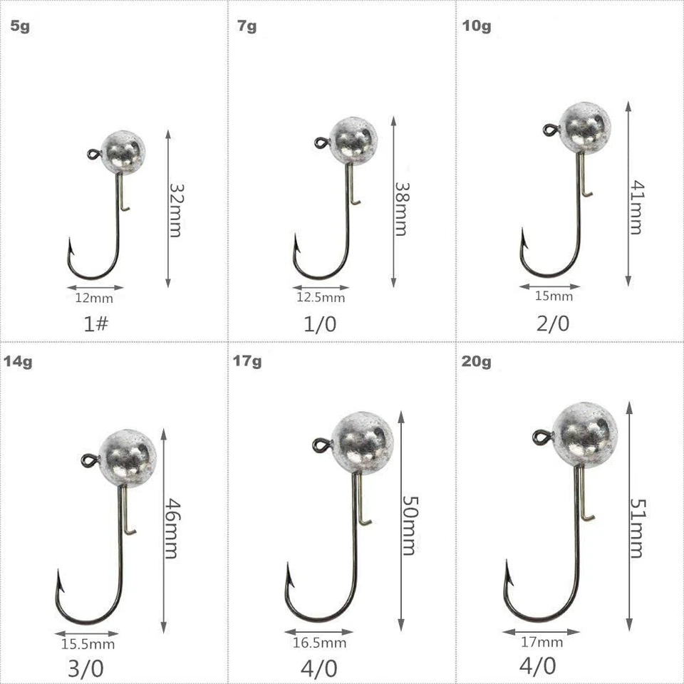 30 X Round Jighead Jighaken Jigköpfe Jigkopf Bleikopf Set 5-20g - Bild 3 von 4
