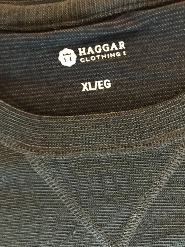 HAGGAR Men's Textured End-On-End Long Sleeve Tee Shirt "VINE HEATHER"Size XL NWT - Image 4 of 4