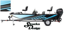 Boat Wrap Kit Cyan Blue Abstract Graphic Modern Fishing Bass Fish Vinyl Decal   