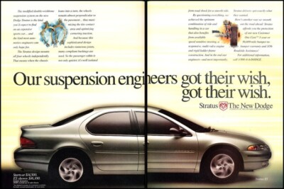 1995 Dodge Stratus Original 2-page Advertisement Print Art