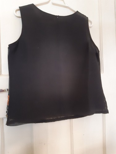 Vintage Bruna Cavvalini black bronze banded sequin sleeveless evening top sz 16 - Picture 5 of 6