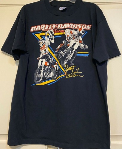 SELTENER VINTAGE 80ER HARLEY-DAVIDSON RACING SCOTT PARKER #1 GRÖSSE XL (UNISEX) - Bild 4 von 6