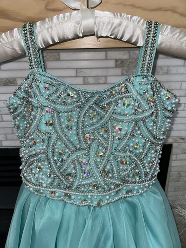 Tiffany Princess Designs Girls Mint Green Pageant Gown Dress Size 6 - Picture 2 of 12