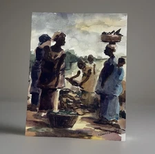 Emmanuel Owusu Dartey Painting Africa Art Watercolor Original Signed Ghana