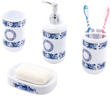 4 Piece Bathroom Accessory Set - Includes Soap Dispenser, Toothbrush Holder, ...