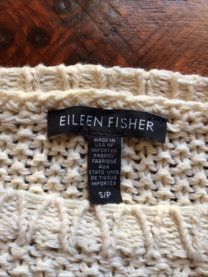 Suéter para mujer Eileen Fisher de gran tamaño marfil talla pequeña mezcla de algodón y lino Foto 4 de 4