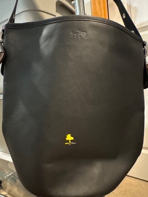 Coach x Peanuts Woodstock Duffle Bag Limited Edition Black Leather Rare