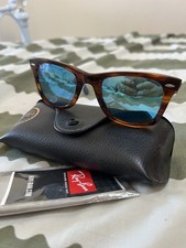 Ray-Ban Wayfarer Tortoiseshell Sunglasses With Blue Mirror Lens RB2140