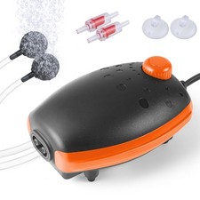 3W Adjustable Aquarium Air Pump: Dual Outlets Aquarium Bubbler, Quiet Oxygen ...