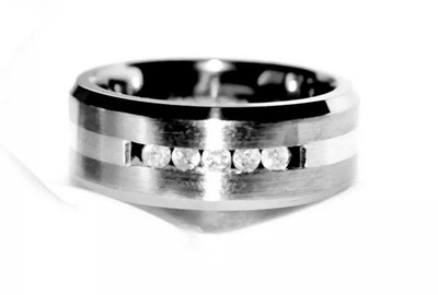 Theia Titan & Sterling Silber Diamant Ring 0,15ct 7mm Bandgröße K