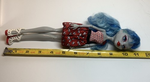 Monster High Dot Dead Gorgeous Ghoulia Yelps Doll 2008 Blue Hair Red Dress - Picture 11 of 11