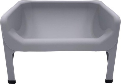 The Fluff Trough Set Elevated Dog Bowl Feeder for Healthy Posture Large, Gray 