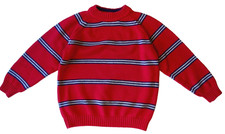 GAP BOYS Essentials Crewneck Striped Cotton Pullover Sweater XS 4 5 Yrs Red