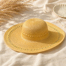 Vintage 1980s Wide Brim Woven Raffia Sun Hat ...