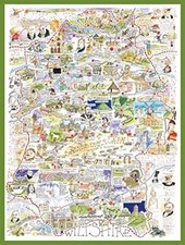 Comical Map Of Wiltshire, Artwork By Tim Bulmer -