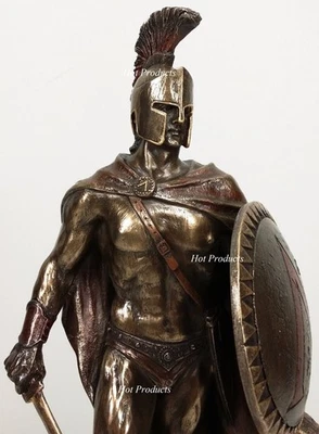 VERONESE 10" LEONIDAS Greek Warrior SPARTAN KING Statue Sword Hoplite Shield Bronze Color