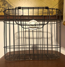 Black Metal Wire Rectangular Storage Basket w/ Handles "No. 2" 10x12"