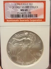 2006 Eagle First Strike MS69 NGC Silver Eagle 1 of The First 50,000