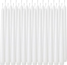 24 Pack Tall White Taper Candles 10 Inch H Dripless Unscented Dinner Candle