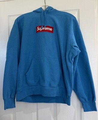 Supreme Box Logo Hooded Sweatshirt Cyan Blue Size Small Worn Once