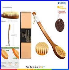 Bath Brush Natural Boar Bristles Bamboo Long Handle Exfoliating Body Scrubber