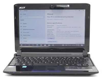 Acer ASPIRE ONE nav50 10'' 1.66 GHz Intel Atom 160GB HDD 1GB RAM win 10 ; 6181881