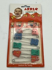 Vintage Apple Safety Pin Baby Diaper 8 pack Animal Themed Pig Elephant Cat NEW
