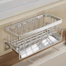 Stainless Steel Kitchen Sink Sponge Organizer Rack with Towel Holder