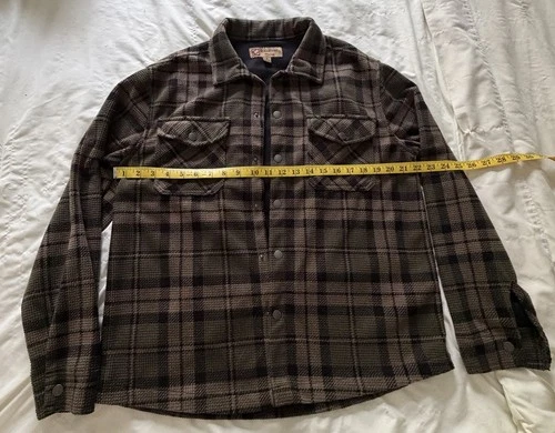 BC Clothing Co Heritage Plaid Button Down Lined Shacket Jacket S Brown & Green image 3
