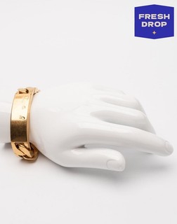 Bracciale catena RRP€166 BIANCO SPORCO misura M metallo invecchiato logo inciso Made in Italy