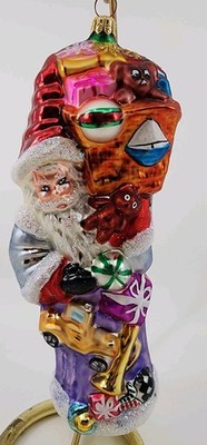 Christopher Radko Toys For All Purple Santa St Nick Glass Ornament 1996 Large