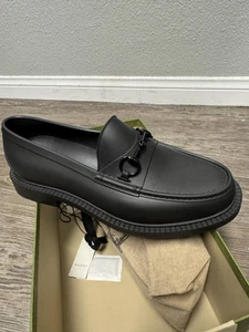 Mocassins homme Gucci Horsebit Chunky semelle caoutchouc chaussures noires pointure 11,5 neufs