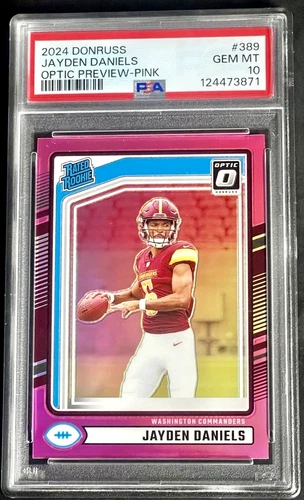 2024 Donruss Jayden Daniels Rated Rookie Pink Optic Preview #389 PSA 10 GEM MINT