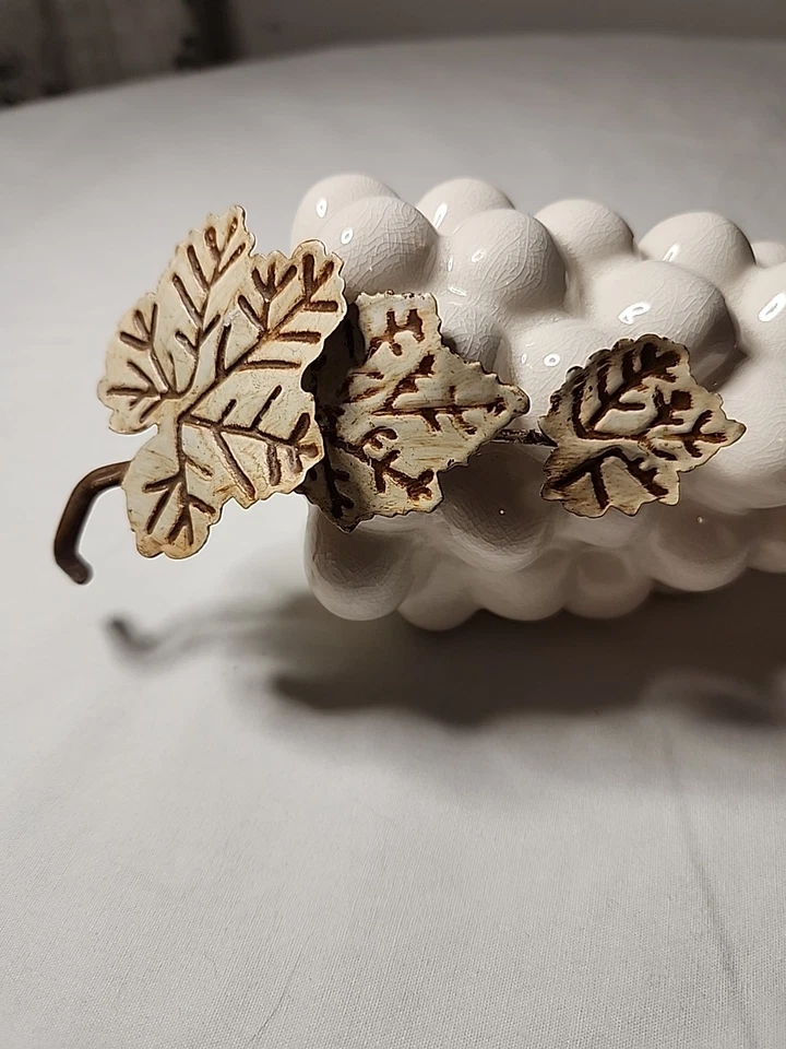 Juego de 2 racimos de uva vintage de cerámica blanca para decoración del hogar Foto 4 de 4