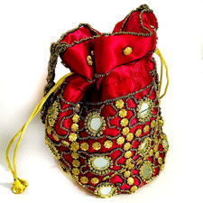 Handmade Potli with Mirror Embellishments Indian for women Potli bag