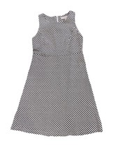 Loft Women's Black White Chevron Fit & Flare A-Line Dress Size 6P Knit Modern