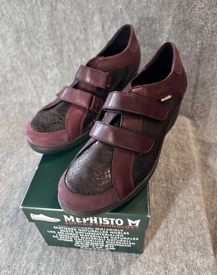 New In Box Mephisto Polonia Bordeaux Bucksoft And Leather Adjustable Ankle Shoe