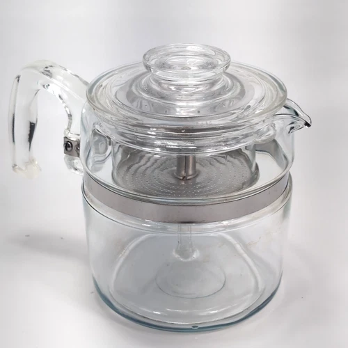 Vintage PYREX Flameware 6 Cup Percolator Glass Coffee Pot USA 7756-B Complete