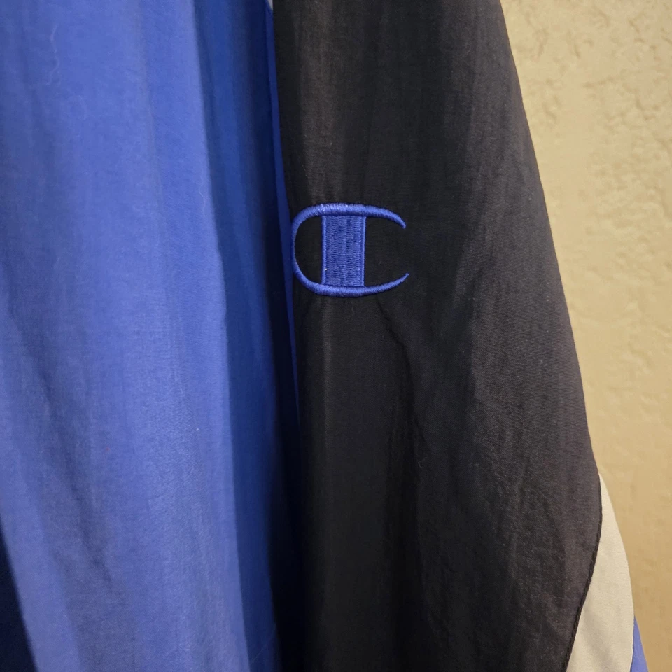Chaqueta de lluvia Champion vintage para hombre azul negro blanco talla XXXL cortavientos cremallera Foto 2 de 4